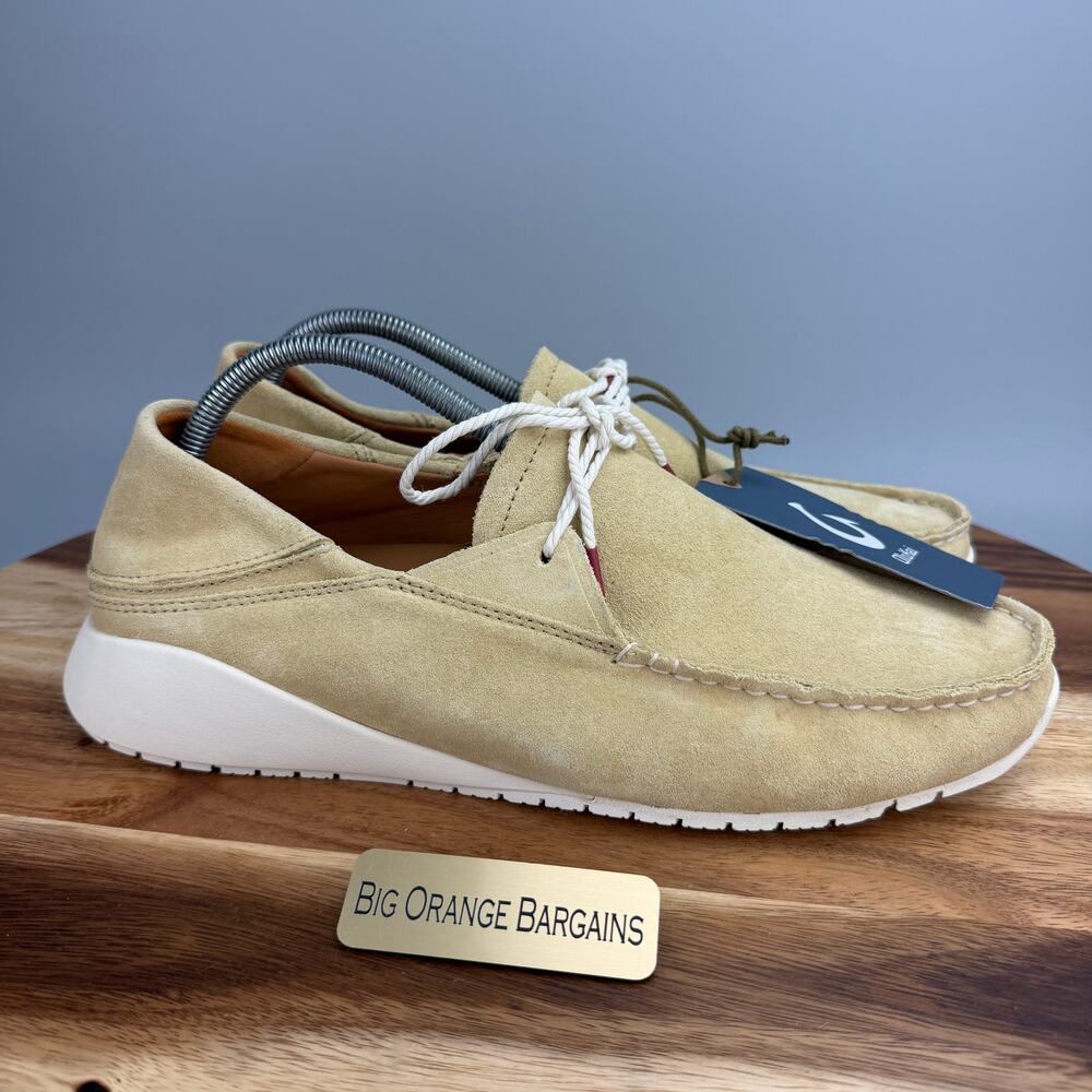 OluKai Ka'a Driver Men's 10 Suede Leather Loafer Shoes Slip On Golden Sand NEW